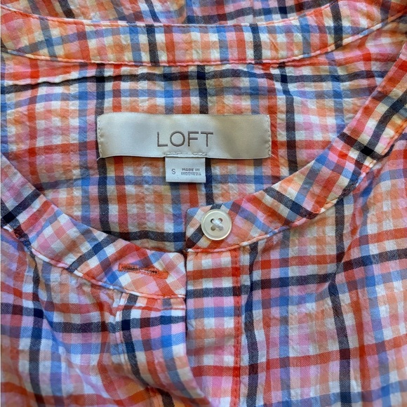 Loft Plaid Sleeveless Button up Top Womens Size Small - Picture 3 of 4